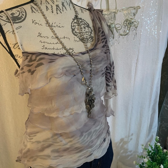 NWT 100% Silk Malcolm Co. animal one shoulder - Picture 11 of 12